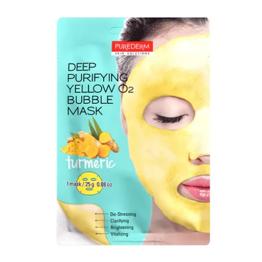 Purederm Purifying Yellow o2 Bubble Mask Turmeric - 1 Piece