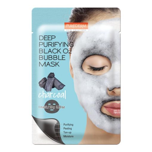 Purederm Charcoal Deep Purifying Black O2 Bubble Mask - 1 piece