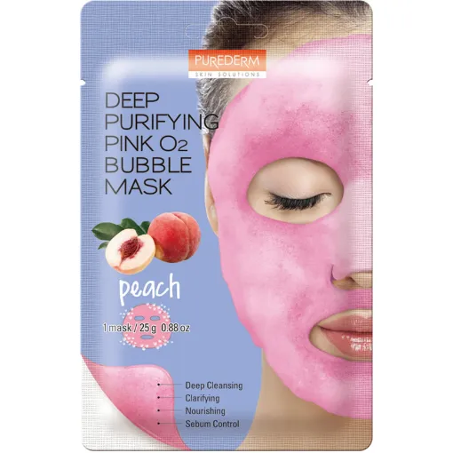 Purederm Deep Purifying Pink O2 Bubble Mask Peach -1 piece